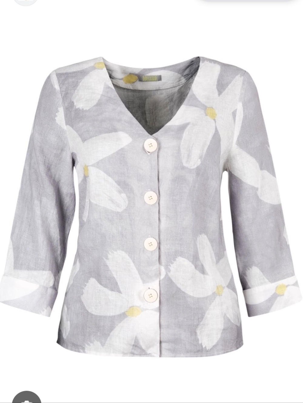 Dolcezza Linen Blazer “Soft White Flower 20681" Size